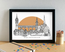 Darlington Skyline Landmarks Art Print - can be personalised