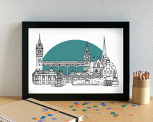 Darlington Skyline Landmarks Art Print - can be personalised