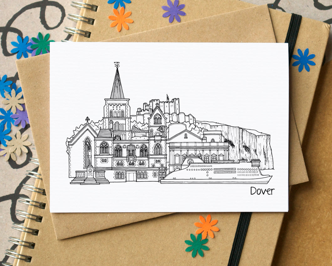 Dover Landmarks Skyline Greetings Card