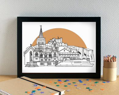 Dover Skyline Landmarks Art Print - can be personalised - unframed