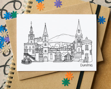 Dumfries Skyline Landmarks Greetings Card