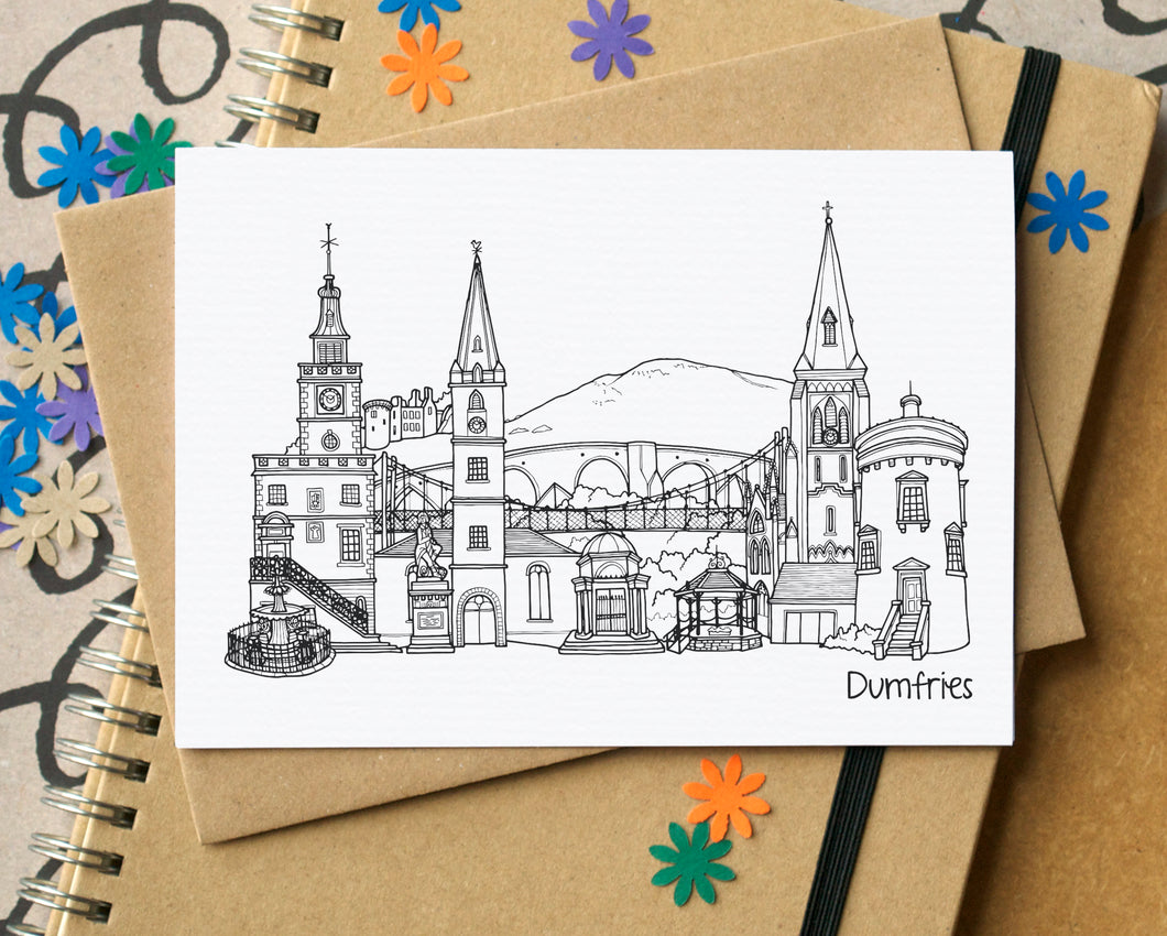 Dumfries Skyline Landmarks Greetings Card