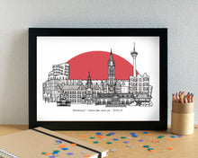 Düsseldorf Skyline Landmarks Art Print - can be personalised