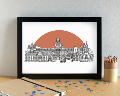 Egham Skyline Landmarks Art Print - can be personalised