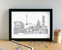 Elgin Skyline Landmarks Art Print - can be personalised - unframed