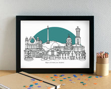 Elgin Skyline Landmarks Art Print - can be personalised - unframed