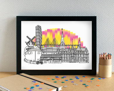 Eurovision 2024 Malmö Skyline Art Print - can be personalised