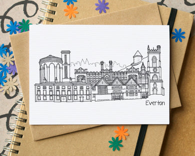 Everton Skyline Landmarks Greetings Card