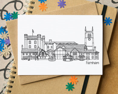 Farnham Skyline Landmarks Greetings Card
