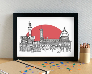 Florence Skyline Landmarks Art Print - can be personalised