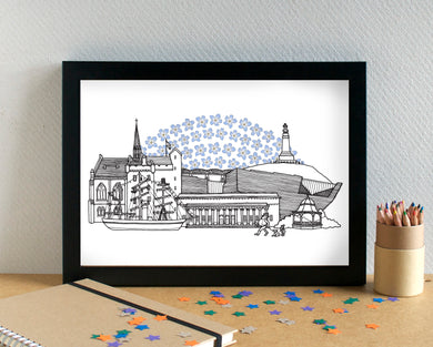 Forget-me-not Skyline Print - unframed
