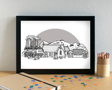 Formby Merseyside Skyline Landmarks Art Print - can be personalised
