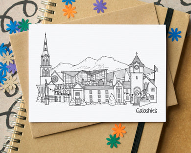 Galashiels Skyline Landmarks Greetings Card
