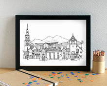 Galashiels Skyline Landmarks Art Print - can be personalised - unframed