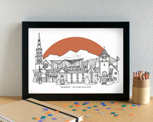 Galashiels Skyline Landmarks Art Print - can be personalised - unframed