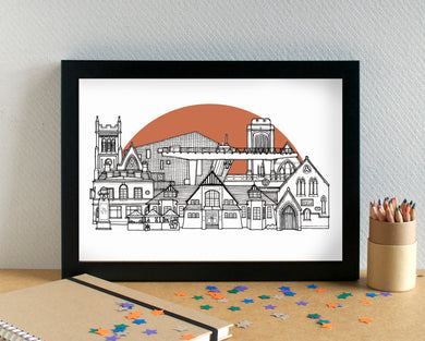 Garston Liverpool Skyline Landmarks Art Print - can be personalised