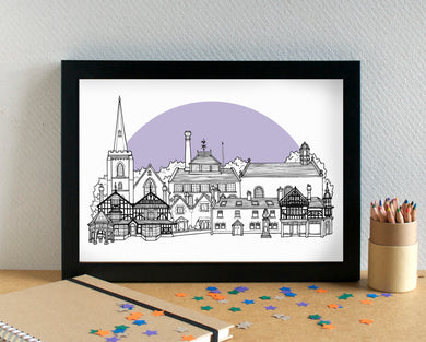 Gateacre Skyline Landmarks Art Print - can be personalised - unframed