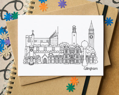 Gillingham Kent Landmarks Skyline Greetings Card