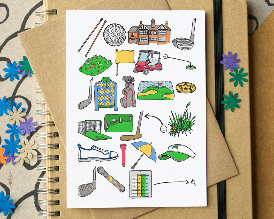 Golf Alphabet Greetings Card