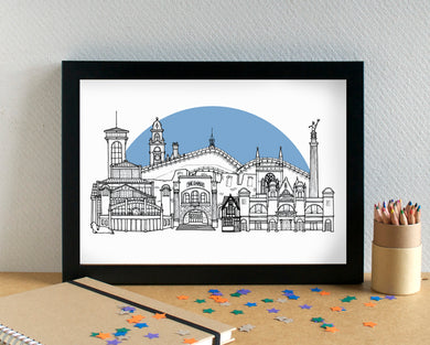 Great Yarmouth Skyline Landmarks Art Print - can be personalised