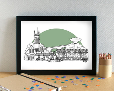 Halewood Skyline Landmarks Art Print - can be personalised