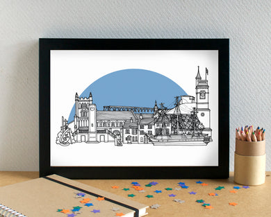 Hartlepool Skyline Landmarks Art Print - can be personalised