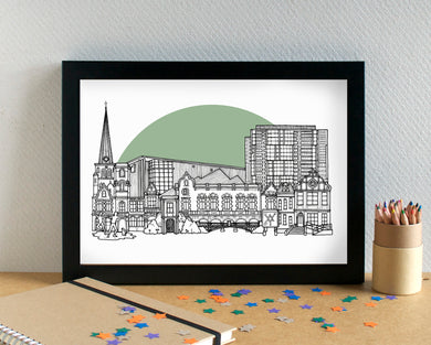 Hemel Hempstead Skyline Landmarks Art Print - can be personalised - unframed