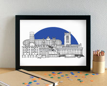 Liverpool Skyline Landmarks Art Print - with Everton's Hill Dickinson Stadium - can be personalised