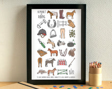 Horse Riding Alphabet Art Print