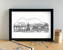 Keswick Cumbria Skyline Landmarks Art Print - can be personalised - unframed