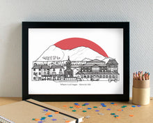 Keswick Cumbria Skyline Landmarks Art Print - can be personalised - unframed