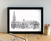 Kettering Skyline Landmarks Art Print - can be personalised - unframed