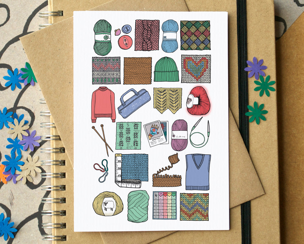 Knitting Alphabet Greetings Card