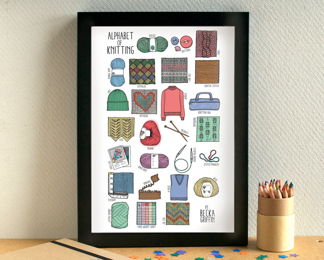 Knitting Alphabet Print