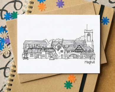 Maghull Skyline Landmarks Greetings Card