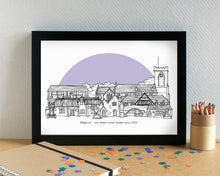 Maghull Skyline Landmarks Art Print - can be personalised - unframed