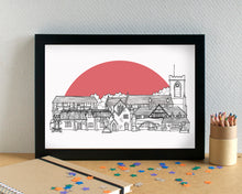 Maghull Skyline Landmarks Art Print - can be personalised - unframed