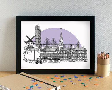 Malmö Skyline Landmarks Art Print - can be personalised