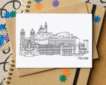 Marseille Skyline Landmarks Greetings Card