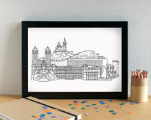 Marseille Skyline Landmarks Art Print - can be personalised