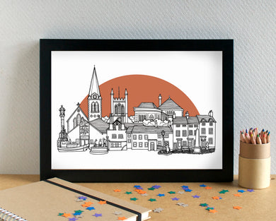 Maryport Skyline Landmarks Art Print - can be personalised