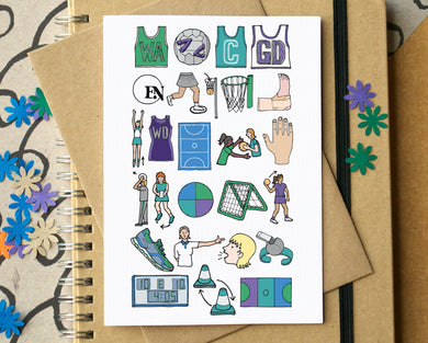 Netball Alphabet Greetings Card