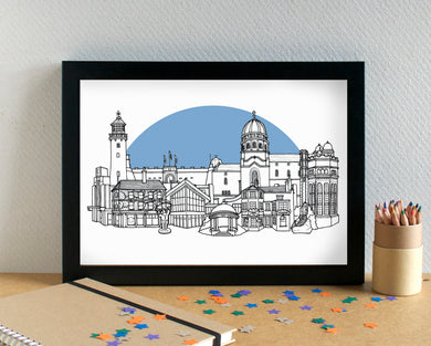 New Brighton Wirral Skyline Landmarks Art Print - can be personalised