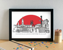 Barnsley FC Skyline Landmarks Art Print - with Oakwell Stadium