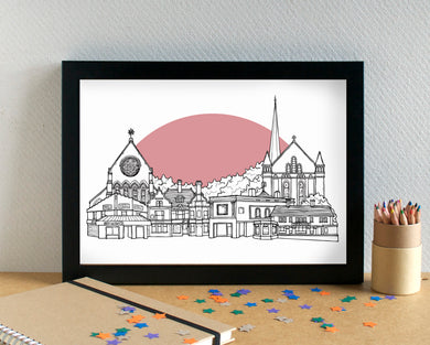 Orrell Park Liverpool Skyline Art Print - can be personalised