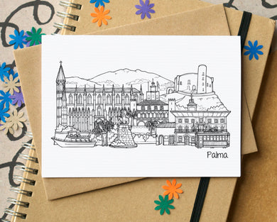 Palma Skyline Landmarks Greetings Card