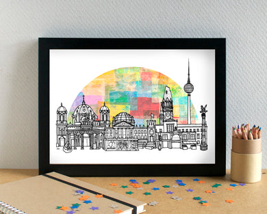 Party Paper Skyline Print - unframed
