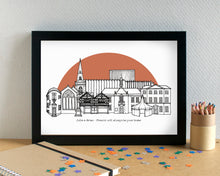 Prescot Skyline Landmarks Art Print - can be personalised - unframed