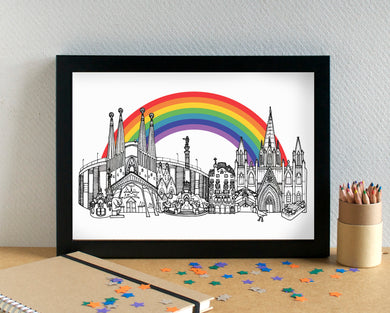 Rainbow Skyline Print - unframed