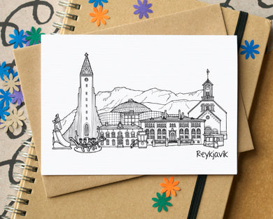 Reykjavík Skyline Landmarks Greetings Card